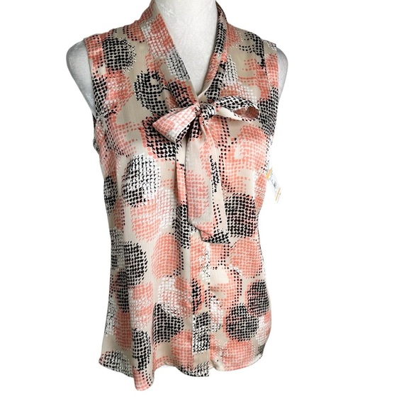 Anne Klein Tie neck Sleeveless Blouse Top Size S NWT - Picture 1 of 6